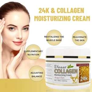 Crème pour le visage au collagène d'or 24 carats, raffermissante pour la peau, estompe les ridules, anti-âge, hydratante, réparatrice, éclaircissante, blanchissante, 100g