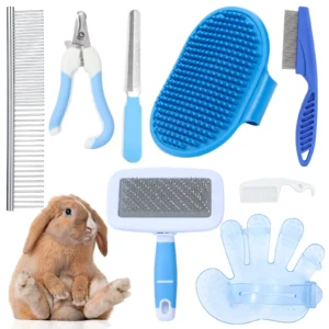 Ensemble de brosses pour petits animaux de compagnie, ensemble de beauté pour lapin, épluchage de beauté pour animaux de compagnie, brosse à ongles, 8 pièces