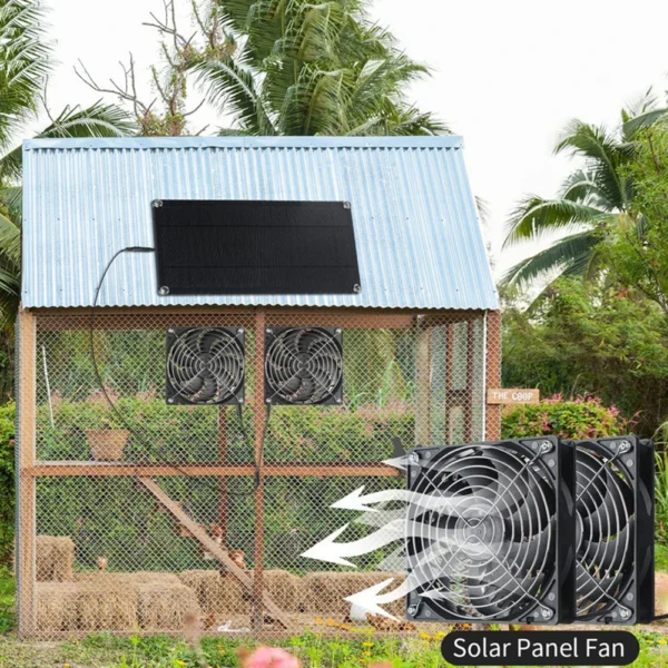 10W 12V Solar Panel Powered Fan Waterproof Solar Fan Solar Powered Dual Fan for Greenhouse Chicken 4