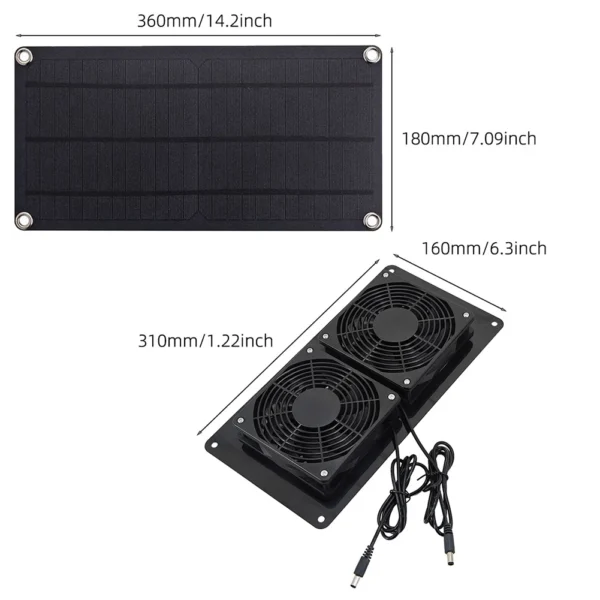 10W 12V Solar Panel Powered Fan Waterproof Solar Fan Solar Powered Dual Fan for Greenhouse Chicken 5