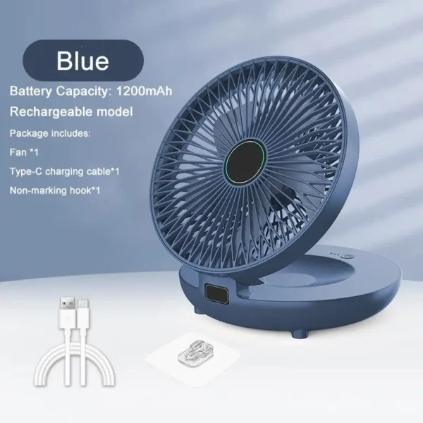 Folding Fan Wall Mounted Desktop Table Rechargeable Wireless Household Dual Use Kitchen Fan Air Cooling For