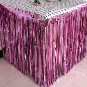 New Table Skirt Wedding Decoration Table New Year Easter Decoration For Home Birthday Party Decor Metal Rain Tinsel Table Skirt