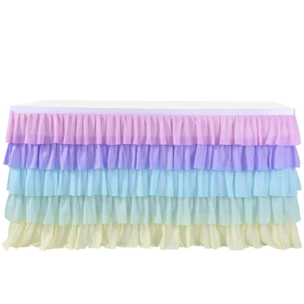 Rainbow Ruffle Unicorn Table Skirts for Rectangle Table 6ft 9ft Baby Shower Birthday Unicorn Party Fiesta 1