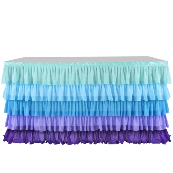 Rainbow Ruffle Unicorn Table Skirts for Rectangle Table 6ft 9ft Baby Shower Birthday Unicorn Party Fiesta 3