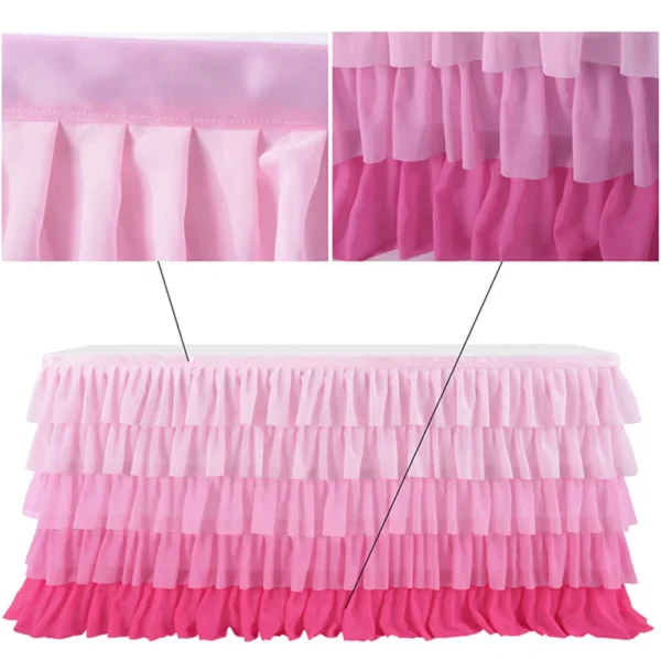 Rainbow Ruffle Unicorn Table Skirts for Rectangle Table 6ft 9ft Baby Shower Birthday Unicorn Party Fiesta 5