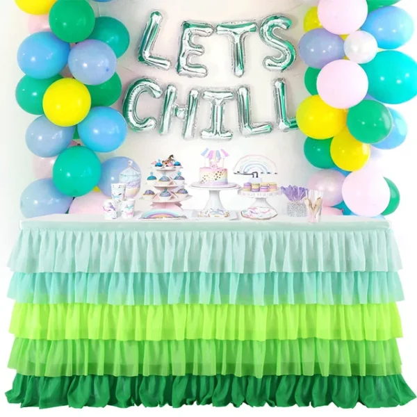 Rainbow Ruffle Unicorn Table Skirts for Rectangle Table 6ft 9ft Baby Shower Birthday Unicorn Party Fiesta.jpg 640x640 10