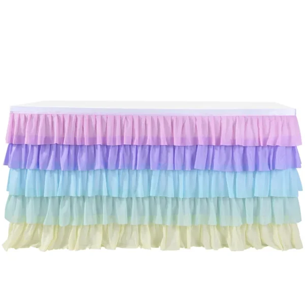 Rainbow Ruffle Unicorn Table Skirts for Rectangle Table 6ft 9ft Baby Shower Birthday Unicorn Party Fiesta.jpg 640x640 12