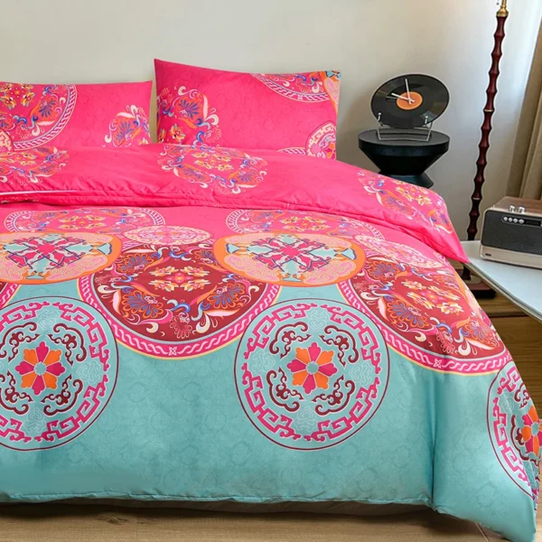 Skin friendly Duvet Cover Set Printed Style Comforter Cover 3pcs Set Quilt Cover with Pillowcase Home 1