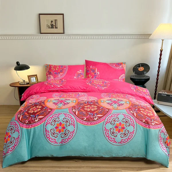 Skin friendly Duvet Cover Set Printed Style Comforter Cover 3pcs Set Quilt Cover with Pillowcase Home