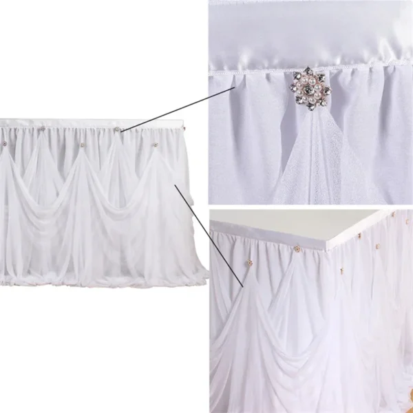 Table Skirt with Drill Wedding Decoration Home Birthday Baby shower Party Table Cover Cloth Scene Layout 3