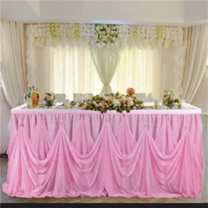 Table Skirt with Drill Wedding Decoration Home Birthday Baby shower Party Table Cover Cloth Scene Layout Tutu Fluffy Gauze Skirt