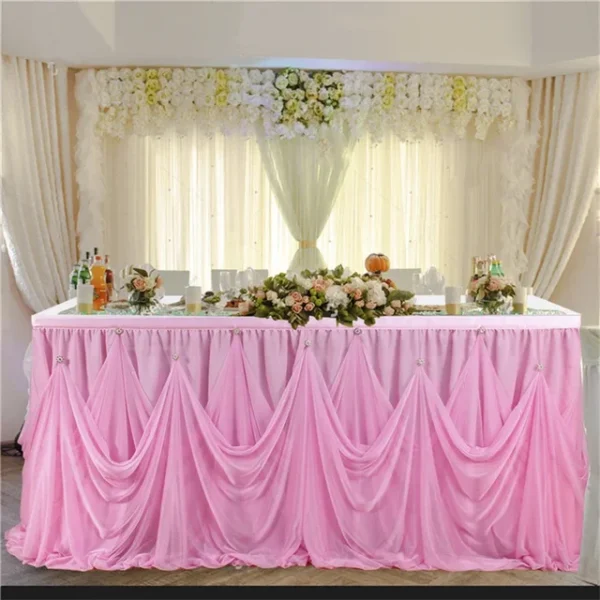 Table Skirt with Drill Wedding Decoration Home Birthday Baby shower Party Table Cover Cloth Scene